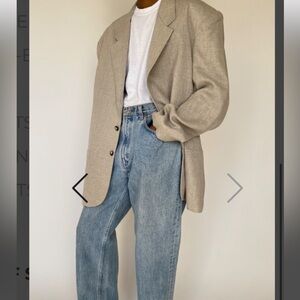 Vintage Oversized Beige Linen Blazer